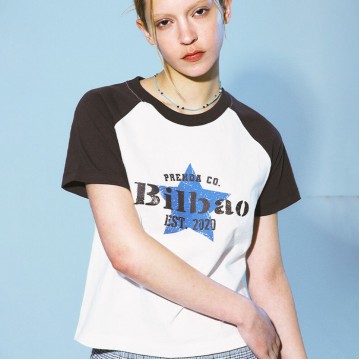 韓國PRENDA - BILBAO COMBINATION RAGLAN TEE WHITE/BROWN